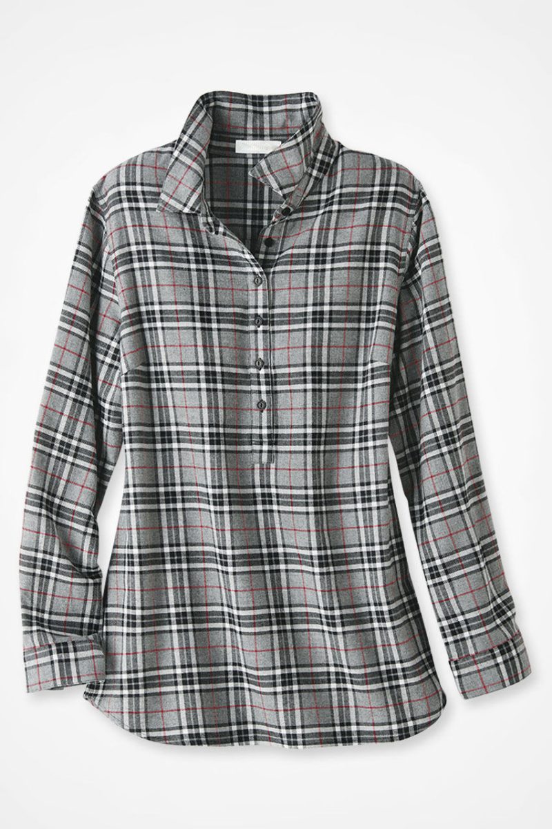 alpine celebration plaid tunic grey ivory 0 50650 54746