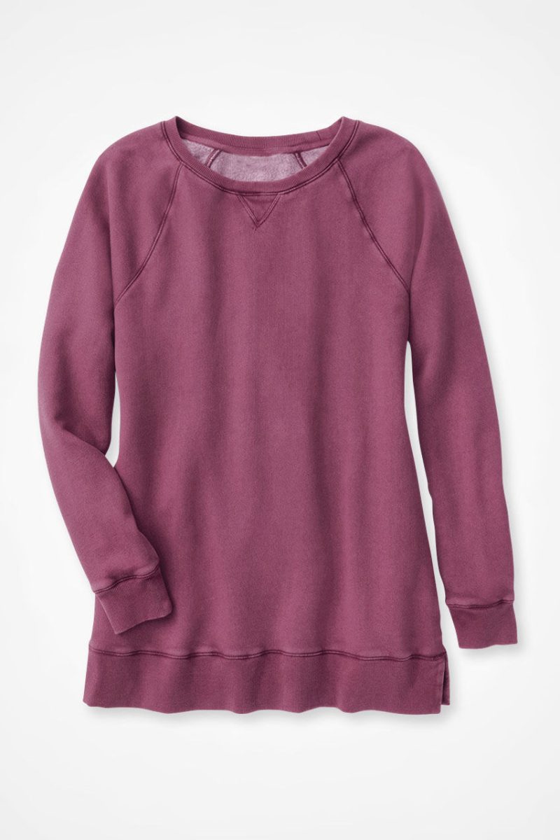 colorwash tunic sweatshirt currant 9 43996