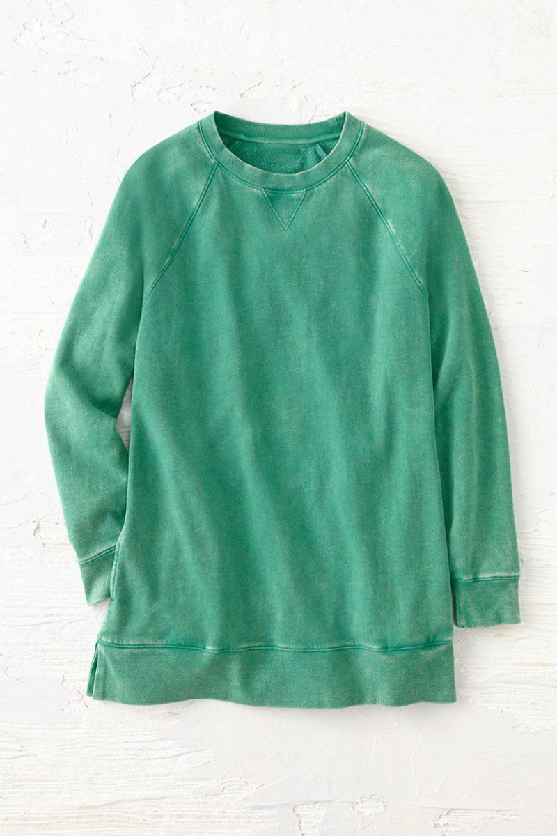 colorwash tunic sweatshirt meadow green 2 78002