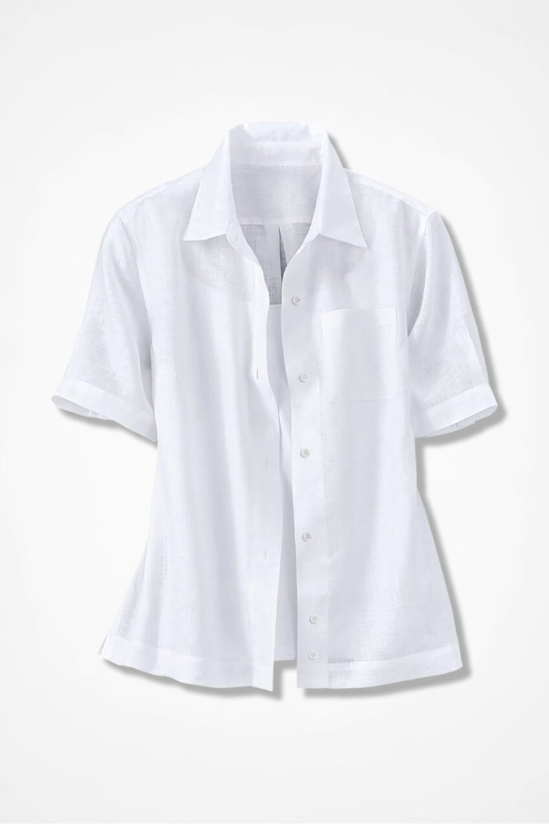 linen camp shirt white 8 36366