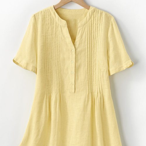 linen tuck and release blouse daffodil 8 56398