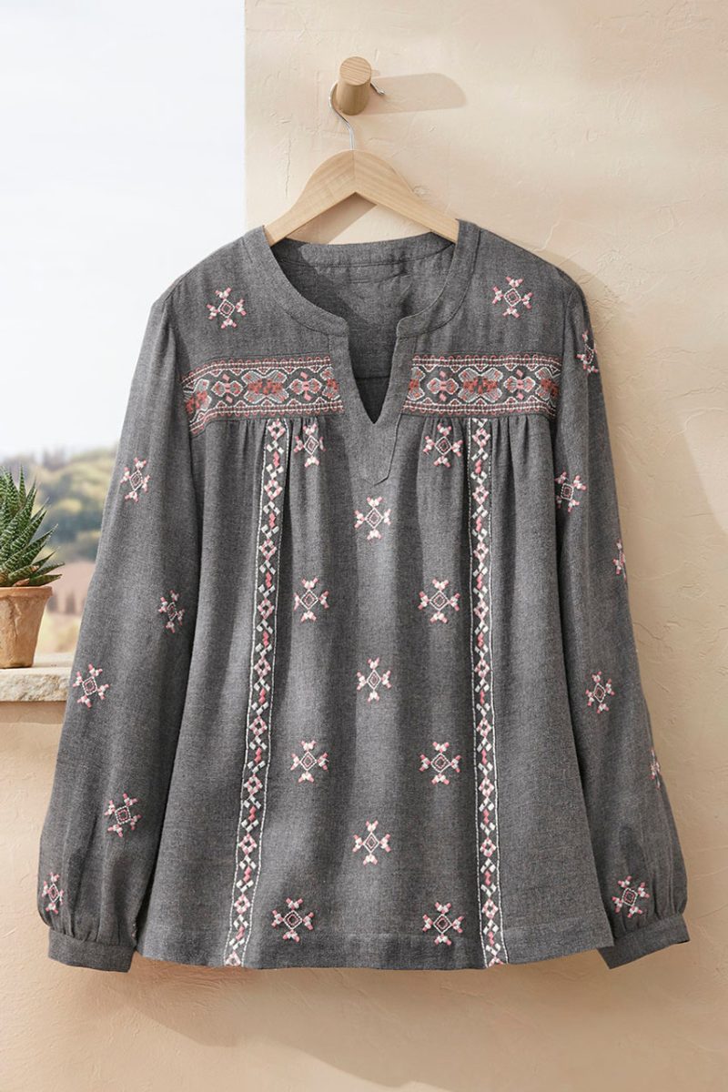 luna vista blouse charcoal heather multi 0 39122 29030