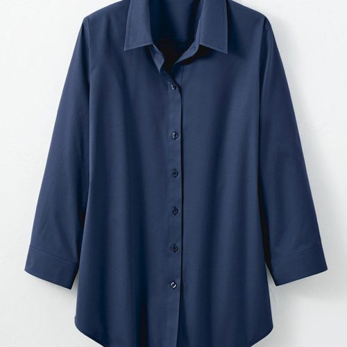 no iron 3 4 sleeve shirt midnight navy 21 18538