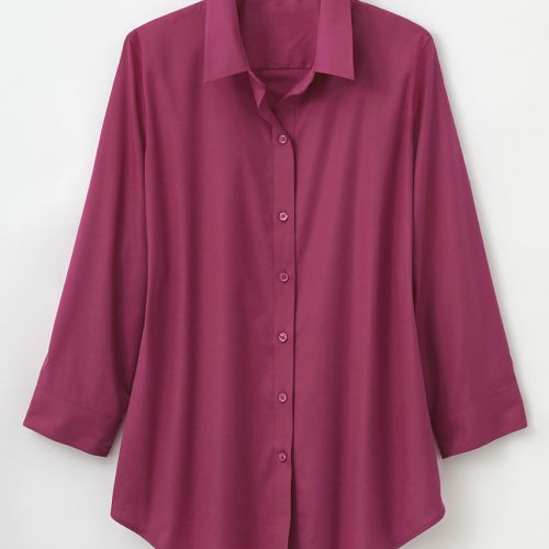 no iron 3 4 sleeve shirt sangria 13 11062