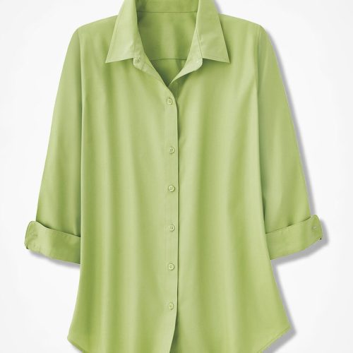 no iron 3 4 sleeve shirt willow green 5 38517