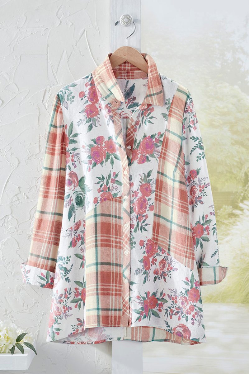 petals plaid tunic crema multi 0 65869 05634