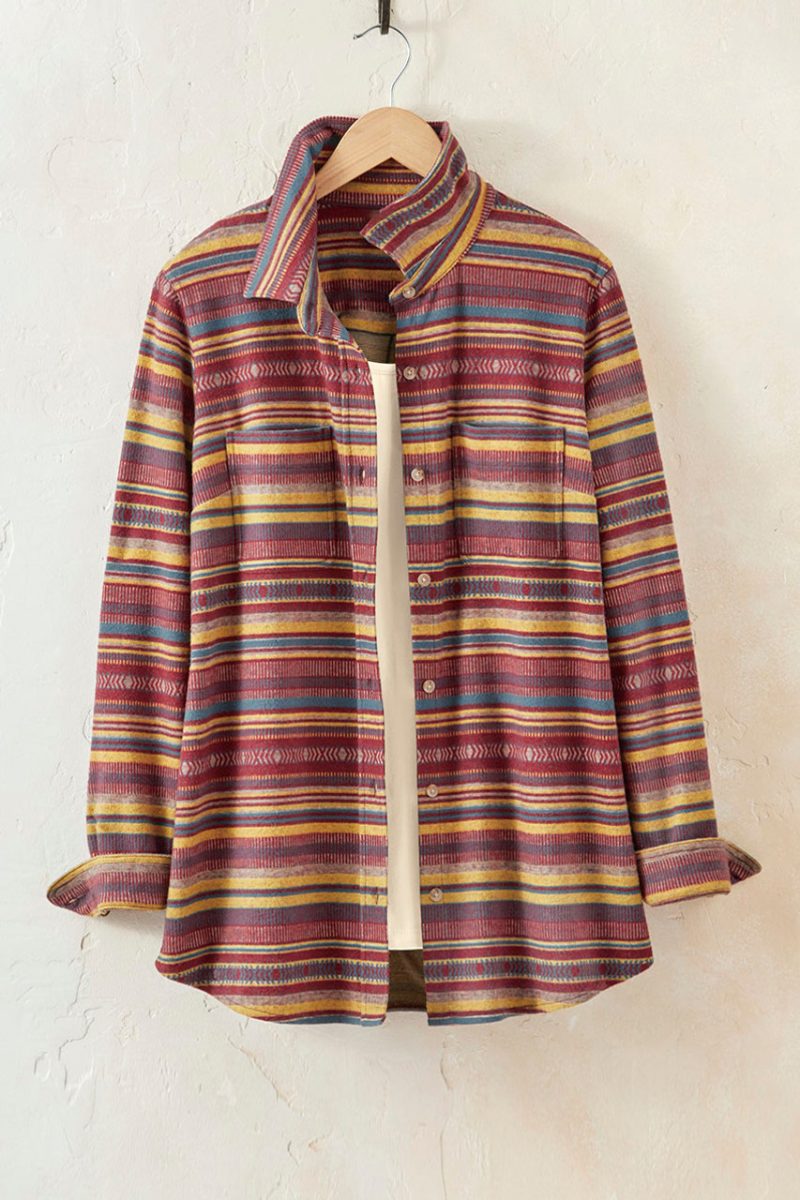 striped soft knit big shirt brick multi 0 42506