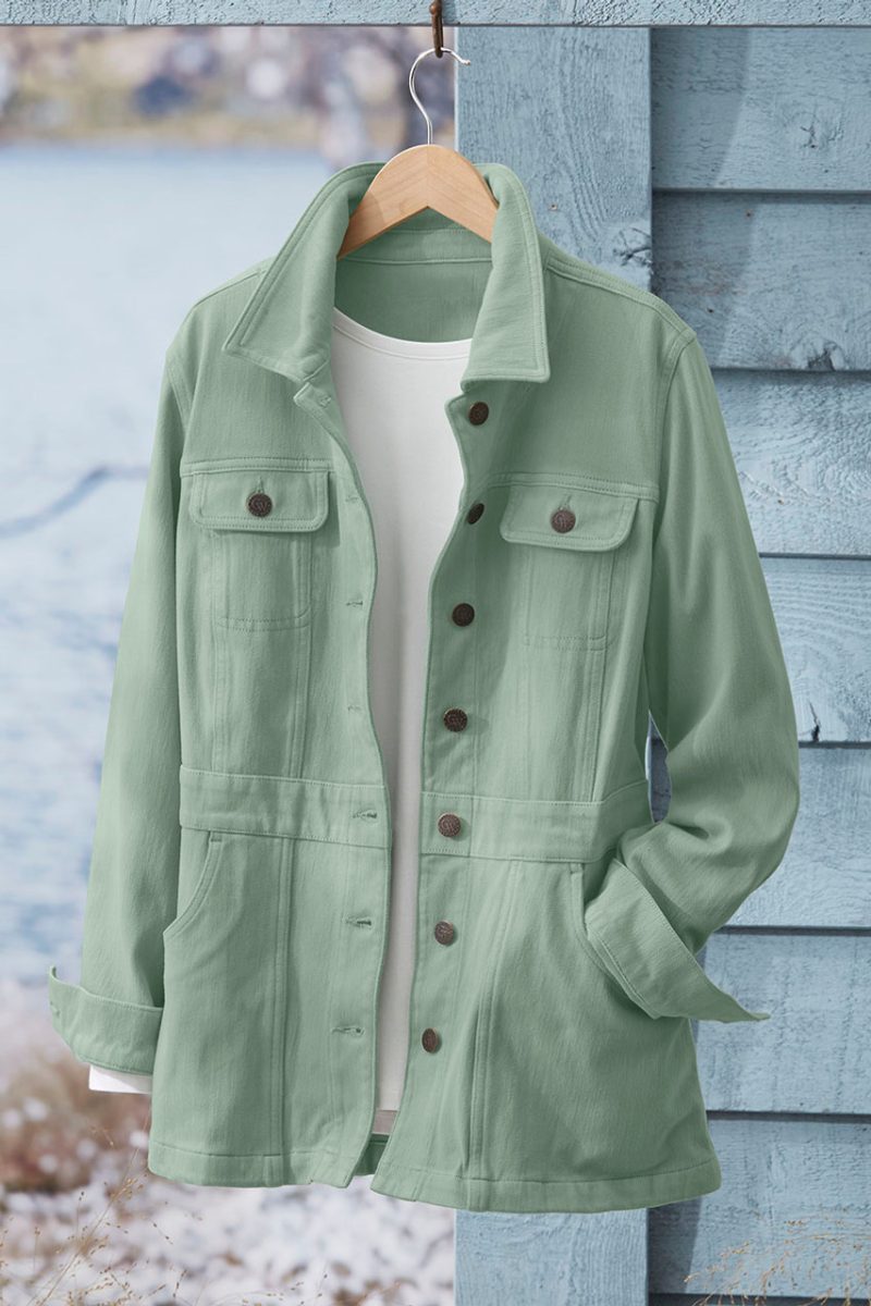 urban trails knit denim jacket agave green 0 17287